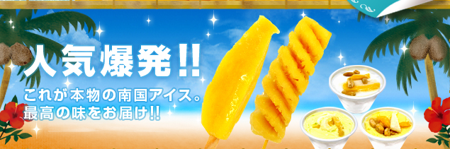 人気爆発!! これが本物の南国アイス。最高の味をお届け!!